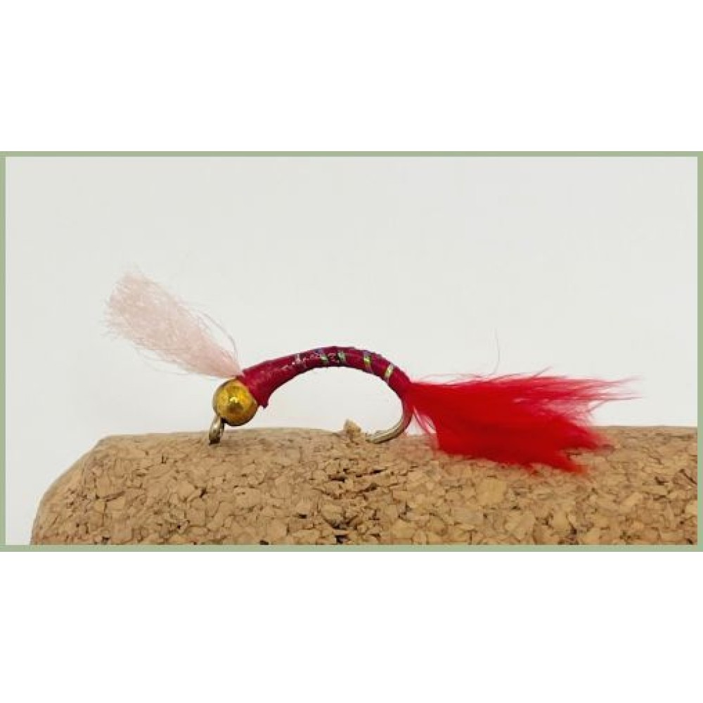 Goldhead Buzzers 12 Pezzi - Rosse E Marabou Glass UV - Mosche Per Trota Bloodworm